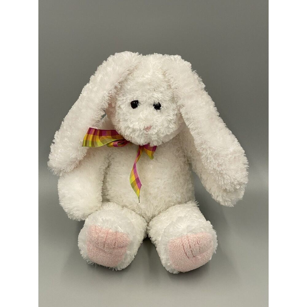 Princess Soft Toys 10” Sitting Bunny Rabbit White Plush Stuffed Animal W/ Bow